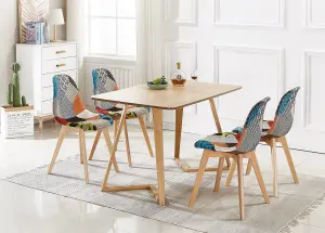 Set of 2 Patchwork Fabric Dining Chairs Upholstered Dining Room Chair Multicolor