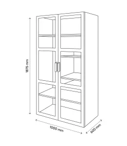 GoodHome Atomia Freestanding Oak effect Particle board Mirrored Wardrobe (H)1875mm (W)1000mm (D)580mm