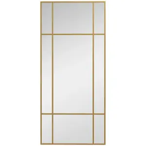 HOMCOM Window Style Vanity Mirror 110 x 50cm Hanging Wall Mirror Gold Tone