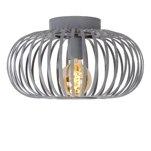 Lucide Manuela Vintage Flush Ceiling Light 39.5cm- 1xE27 - Grey