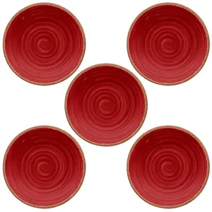 Purely Home Rustic Swirl Red Melamine Side/Salad Plates - Set of 5