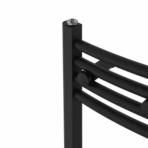 Rinse Bathrooms Electric Heated Towel Rail Curved Black Bathroom Towel Radiator 1400x300mm - 800W