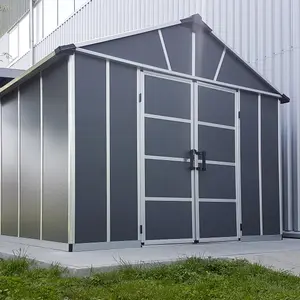 Palram - Canopia Yukon with WPC floor 11x17 ft Apex Dark grey Plastic 2 door Shed with floor