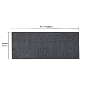 JVL Heavy Duty Barrier Door Mat, 60x150cm, Blue/Black