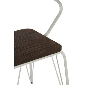 Interiors by Premier Sturdy White Metal and Elm Wood Arm Chair, Accent Dining Arm Chair, Wooden Chair for Home, Office, Lounge