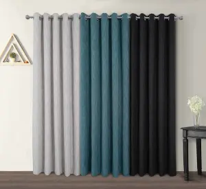 Home Curtains Rossi Blackout Lined 65w x 72d" (165x183cm) Teal Eyelet Curtains (PAIR)