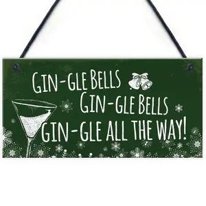 Red Ocean Funny Gin Sign Hanging Plaque Christmas Decoration Xmas Friendship Gift