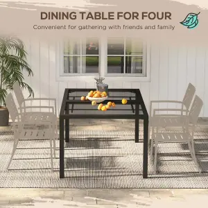 Four Seater Steel Garden Table with Wired Top