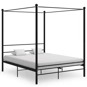 Berkfield Canopy Bed Frame Black Metal 160x200 cm