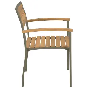 Berkfield Stackable Outdoor Chairs 2 pcs Solid Acacia Wood and Steel