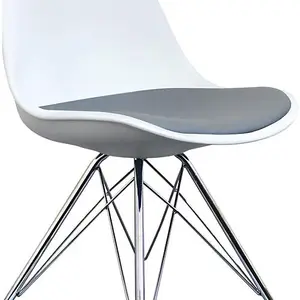 Soho White and Dark Grey Plastic Dining Chair with Chrome Metal Legs