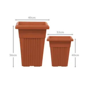 simpa 2PC Terracotta Sovereign Pillar Upright Planters 40cm Dia