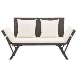 Berkfield Garden Bench with Cushions Brown 176 cm Poly Rattan