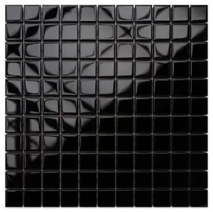 Glass mosaic on mesh for bathroom or kitchen 300mm x 300mm - Black Absolut