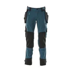 Mascot Advanced Trousers with Holster Pockets and Stretch - Dark Petroleum   (31.5) (Leg Length - Long)