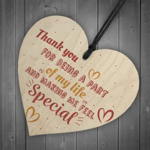 Red Ocean Thank You Colleague Friendship Teacher Family Birthday Gift Wooden Hanging Heart Plaque Sign