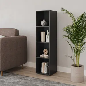 URBNLIVING 120cm Height Black 4-Cube Shelving Unit - Tall