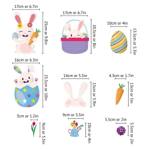 Walplus Happy Bunnies Easter Windows Clings - 150Pcs