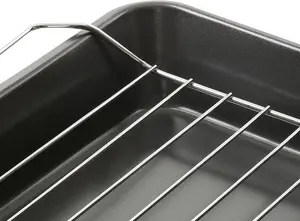 3 Oven Roasting Trays Non Stick Oven Dish Tray With Wire Cooking Rack Bake Pan