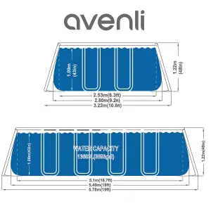 Avenli 18ft x 9ft 2" x 48" Rectangular Above Ground Swimming Pool, Filter Pump & Accessories