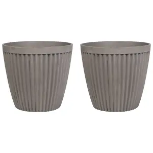 Set of 2 Plant Pots 36 cm Taupe POKA