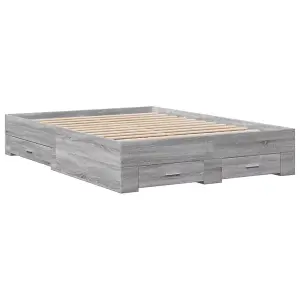 Berkfield Bed Frame with Drawers without Mattress Grey Sonoma 120x190 cm Small Double