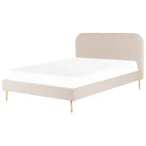 Velvet EU Super King Size Bed Light Beige FLAYAT