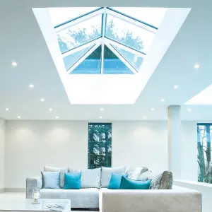 Atlas Grey on White Regular Roof lantern with Self Clean Solar Blue glass, (L)3m (W)2m (H)570mm