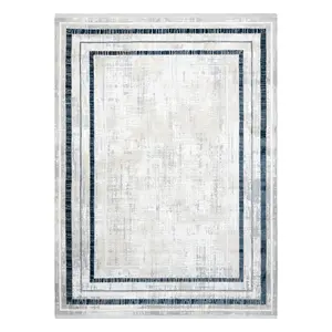 Modern carpet DUKE 51523 cream / blue - Frame, structured, very soft,  200x290 cm