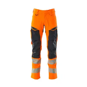 Mascot Accelerate Safe Trousers with Kneepad Pockets - Hi-Vis Orange/Dark Navy   (28.5) (Leg Length - Regular)