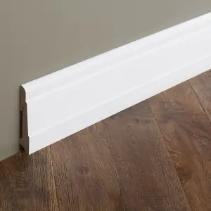 GoodHome Art Deco Style White MDF Skirting board (L)2.2m (W)100mm (T)19mm