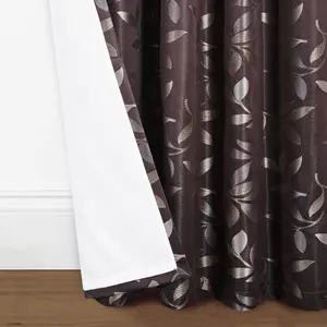 Home Curtains Lorenzo Fully Lined 90w x 90d" (229x229cm) Chocolate Eyelet curtains (PAIR)