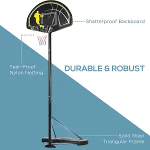 SPORTNOW 2.3-3m Height Adjustable Basketball Hoop and Stand, Portable Wheels