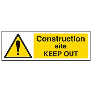 CONSTRUCTION SITE KEEP OUT Warning Sign - Self Adhesive 300x100mm