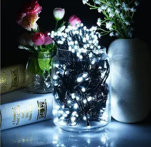 1000 Bright White LED's Black Cable Connectable Outdoor Garden Party Christmas Waterproof Cluster Lights (48ft) Low Voltage Plug