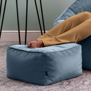 icon Amara Velvet Bean Bag Pouffe Mineral Blue