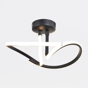 First Choice Lighting Matt Black LED Swirl Ceiling Light