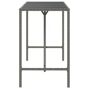 Berkfield Bar Table with Glass Top Grey 180x70x110 cm Poly Rattan