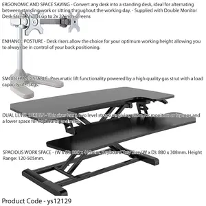 Height Adjustable Sit-Stand Desk Converter with Dual Monitor Bracket Set for Ergonomic Workspace