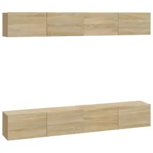 Berkfield Wall TV Cabinets 4 pcs Sonoma Oak 100x30x30 cm