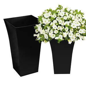 1x Tall Black Milano Shiny Gloss Finish Plastic Flower Planter For Home & Gardens