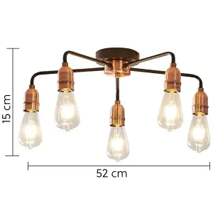 Harper Living Black and Copper 5-Light Ceiling Light