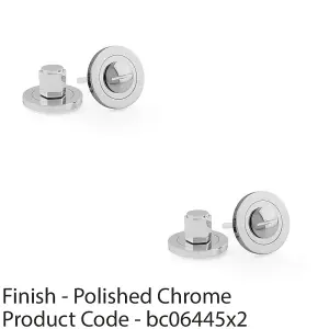 2 PACK - Industrial Hex Thumbturn & Release Lock - Polished Chrome - Bathroom Door WC