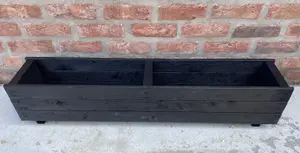 Wooden Black Trough Planter Garden Rectangular Window Box Extra Large Fully Assembled 1200mm