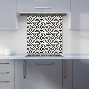 Hexagonal Geometric Pattern Premium Glass Kitchen Splashback W900mm x H750mm