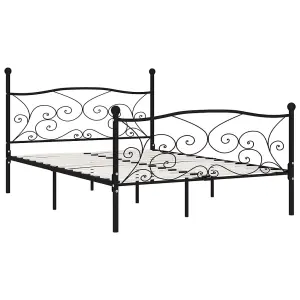 Berkfield Bed Frame with Slatted Base Black Metal 160x200 cm