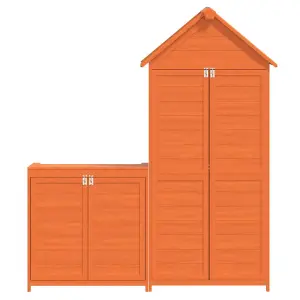 Berkfield 2 Piece Garden Tool Shed Set Brown Solid Wood Pine