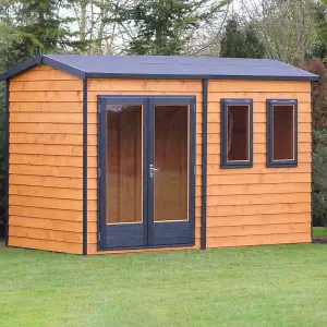 Shire 10 x 10 Feet Double Door with Two Opening Windows Dip Treated Garden Studio Summerhouse