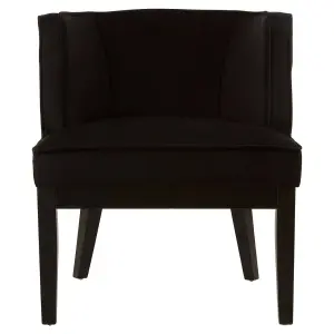 Interiors by Premier Black Velvet Chair, Supportive Backrest Lounge Chair, Velvet Accent Chair, Space-Saving