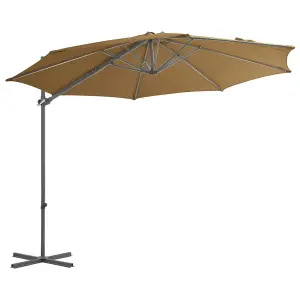 Berkfield Cantilever Umbrella with Steel Pole Taupe 300 cm